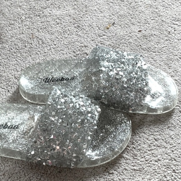 Silver Embellished Rubber Sandals US Size 7.5 8 - Picture 4 of 5